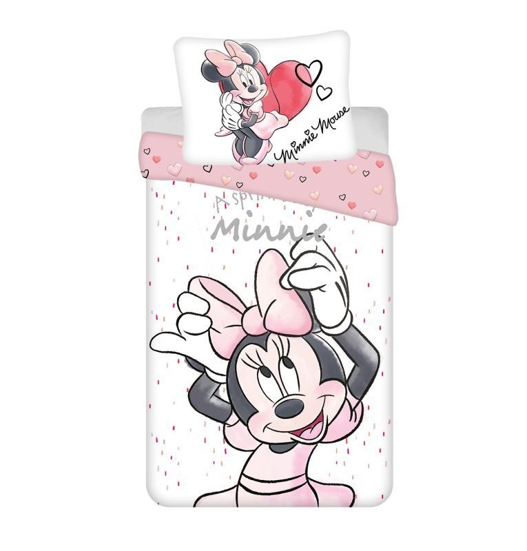 JERRY FABRICS Posteljina Minnie White Pamuk, 140/200, 70/90 cm - Posteljina sa licencijom