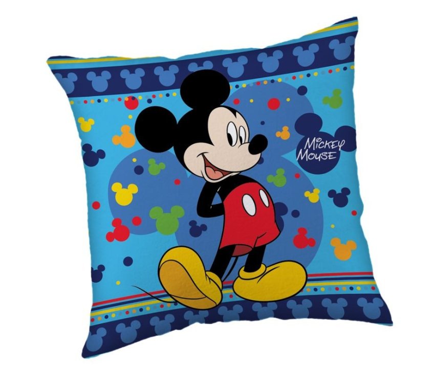 Jastučići - JERRY FABRICS Mikroplyšový jastuk Mickey Blue Poliester, 40/40 cm JERRY FABRICS Mikroplyšový jastuk Mickey Blue Poliester, 40/40 cm - Jastučići