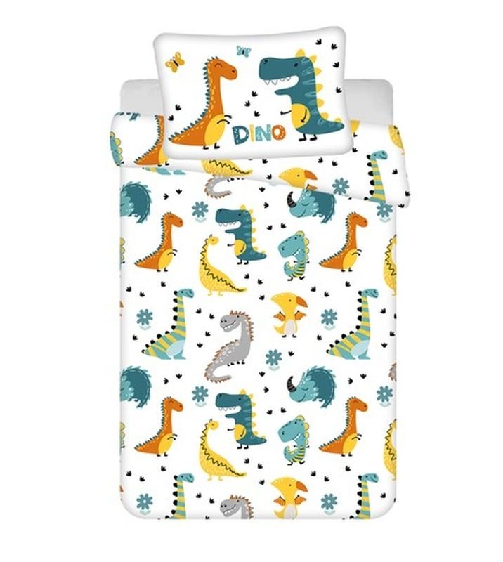 JERRY FABRICS Posteljina za dječji krevetić Dino World baby Pamuk, 100/135, 40/60 cm - Posteljina za krevetiće