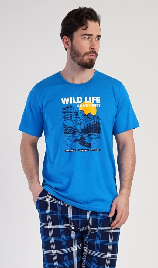 Muška pidžama kapri Wild life - Prevelike muške pidžama kratke hlače