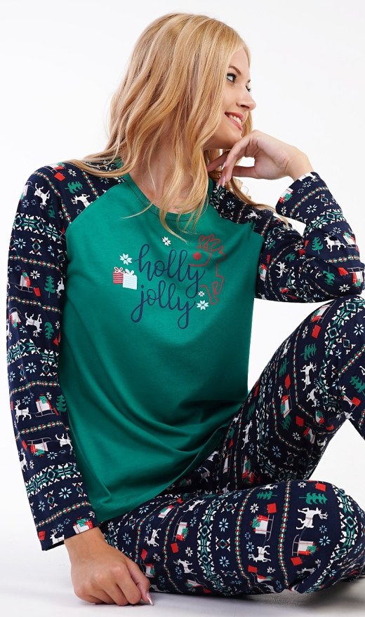 Duga ženska pidžama Holly Jolly - Ženske pidžame s dugim rukavima