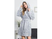 Ženski kratki ogrtač s kapuljačom Leopard grey Ženy - Ženski ogrtači - Ženski kratki ogrtači