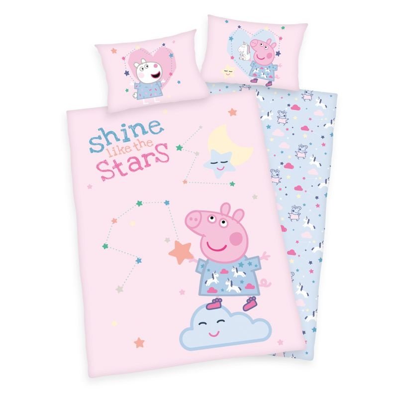 Posteljina za dječji krevetić - HERDING Posteljina za dječji krevetić Peppa Pig Stars Pamuk, 100/135, 40/60 cm HERDING Posteljina za dječji krevetić Peppa Pig Stars Pamuk, 100/135, 40/60 cm - Posteljina za dječji krevetić
