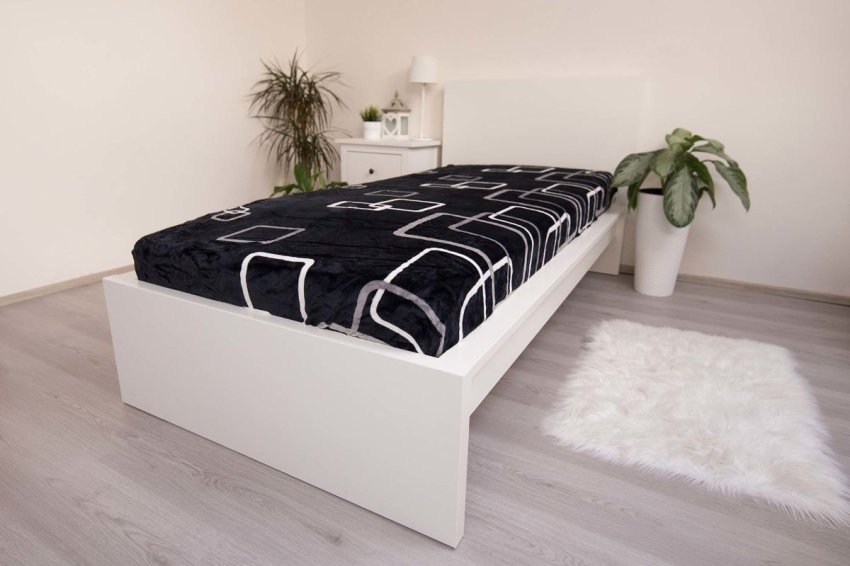 JERRY FABRICS Plahta od mikroplyša Crno-bijeli kvadrati Poliester, 90/200 cm - Plahte