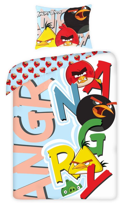 Posteljina sa licencijom - Posteljina Angry Birds slova 140/200 Posteljina Angry Birds slova 140/200 - Posteljina sa licencijom