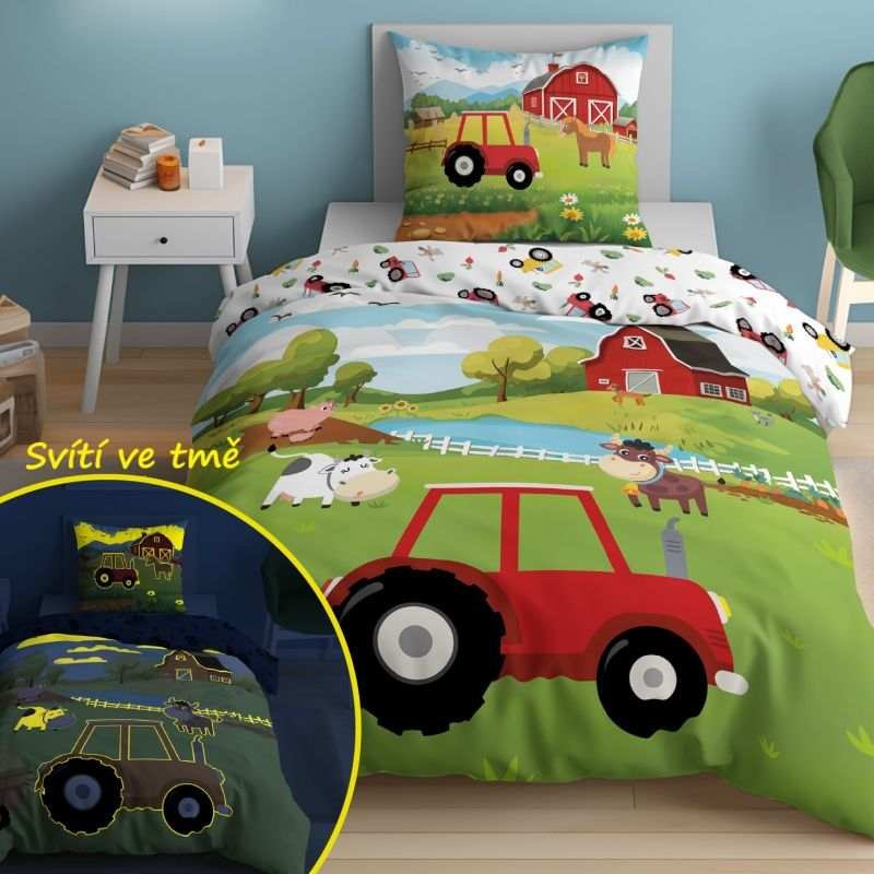DETEXPOL Posteljina Farma crvena svijetleća Pamuk, 140/200, 70/80 cm