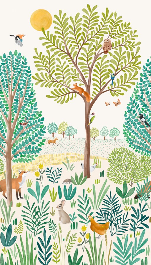 Grandeco - Dječja flis fototapeta za zid, Životinje u šumi, LD6001 | Ljepilo besplatno Dječja flis fototapeta za zid, Životinje u šumi, LD6001 | Ljepilo besplatno - Grandeco