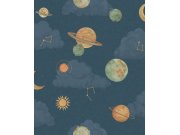 Grandeco - Dječja flis tapeta za zid, plava, svemir, LD3515 | Ljepilo besplatno Dječja flis tapeta za zid, plava, svemir, LD3515 | Ljepilo besplatno