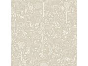 Flis tapeta za zid, sivo-bež, životinje u šumi, LD3403 | Ljepilo besplatno Grandeco