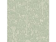 Flis tapeta za zid, zelena, životinje u šumi, LD3413 | Ljepilo besplatno Grandeco