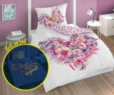 Posteljina klasičan uzorak - DETEXPOL Posteljina Leptirići srca svijetleća Pamuk, 140/200, 70/80 cm DETEXPOL Posteljina Leptirići srca svijetleća Pamuk, 140/200, 70/80 cm