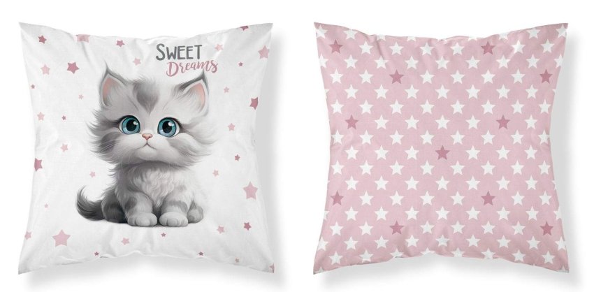 Jastučići - pokrivači za jastuke - DETEXPOL Navlaka za jastučić Mačić sweet dreams Pamuk, 40/40 cm DETEXPOL Navlaka za jastučić Mačić sweet dreams Pamuk, 40/40 cm - pokrivači za jastuke