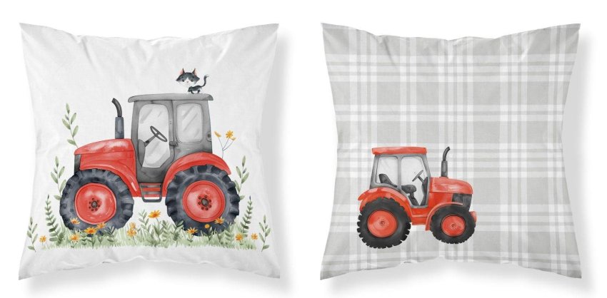 Jastučići - pokrivači za jastuke - DETEXPOL Navlaka za jastuk Traktor crveni Pamuk, 40/40 cm DETEXPOL Navlaka za jastuk Traktor crveni Pamuk, 40/40 cm - pokrivači za jastuke