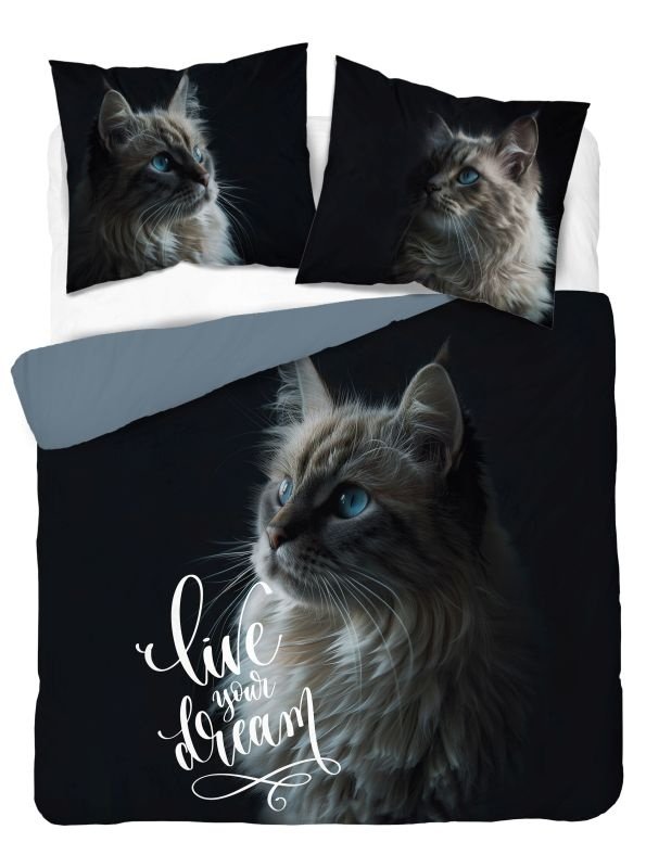 Posteljina foto print - DETEXPOL Francuska posteljina Mačka Pamuk, 220/200, 2x70/80 cm DETEXPOL Francuska posteljina Mačka Pamuk, 220/200, 2x70/80 cm - Posteljina foto print
