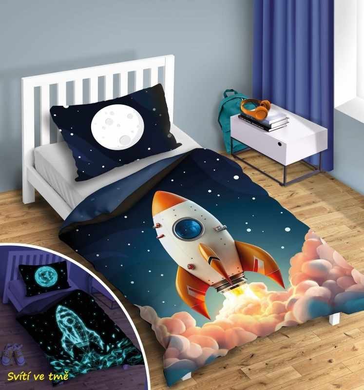 Posteljina za mlade - FARO Posteljina Raketa koja svijetli Pamuk, 140/200, 70/90 cm FARO Posteljina Raketa koja svijetli Pamuk, 140/200, 70/90 cm - Posteljina za mlade