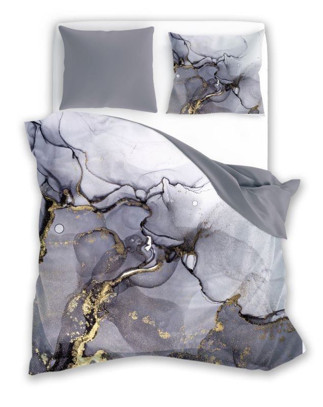 FARO Posteljina pamučni saten Mineral Grey Pamuk - Saten, 140/200, 70/90 cm - Posteljina klasičan uzorak
