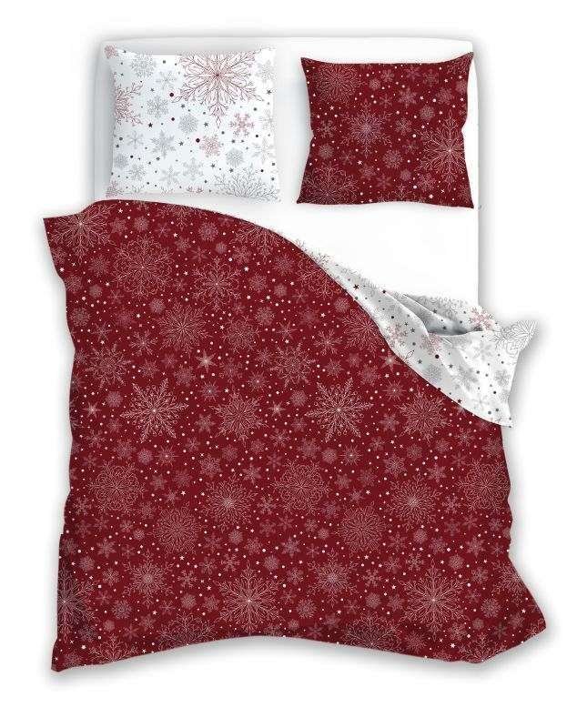 Posteljina za mlade - FARO Francuska božićna posteljina Scandic 066 Pahulje crvena Pamuk, 220/200, 2x70/80 cm FARO Francuska božićna posteljina Scandic 066 Pahulje crvena Pamuk, 220/200, 2x70/80 cm - Posteljina za mlade