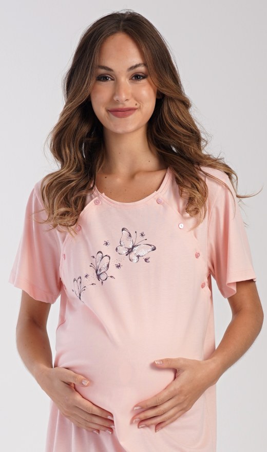 Žene - Ženske noćne spavaćice - Dojilica noćna spavaćica - Dojilica noćna košulja s kratkim rukavima - Ženska noćna košulja za trudnice Butterfly Ženska noćna košulja za trudnice Butterfly - Dojilica noćna košulja s kratkim rukavima