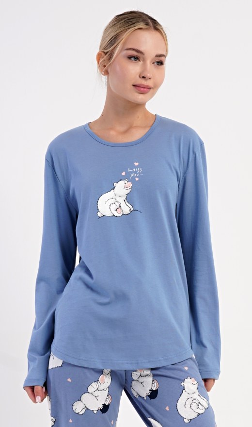 Žene - Ženska pidžama - Ženske pidžame s dugim rukavima - Ženska duga pidžama Medo i pingvin Ženska duga pidžama Medo i pingvin - Ženske pidžame s dugim rukavima