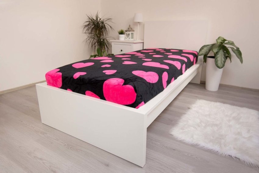 JERRY FABRICS Plahta od mikroplyša Srce Poliester, 90/200 cm - Plahte