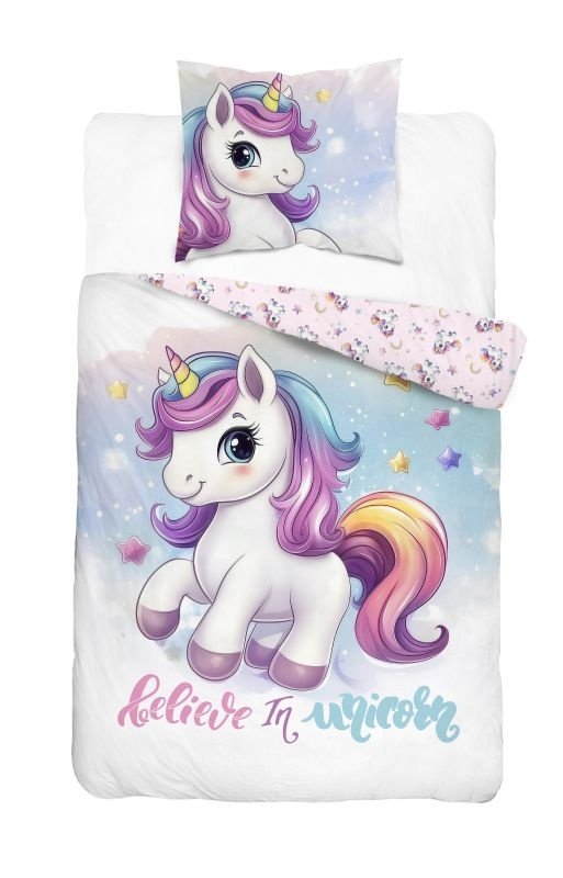 Dječji posteljina bez licencije - DETEXPOL Posteljina Jednorog Believe Pamuk, 140/200, 70/80 cm DETEXPOL Posteljina Jednorog Believe Pamuk, 140/200, 70/80 cm - Dječji posteljina bez licencije