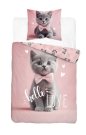 DETEXPOL Posteljina Mačić hello love Pamuk, 140/200, 70/80 cm Posteljina foto print