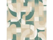 Na zalihama - Grafička flis tapeta za zid zeleno-bež A76001 | Ljepilo gratis Grafička flis tapeta za zid zeleno-bež A76001 | Ljepilo gratis