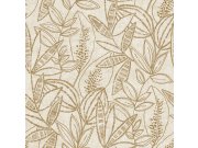 Flis tapeta za zid bež-zlatna listovi A71801 | Ljepilo gratis