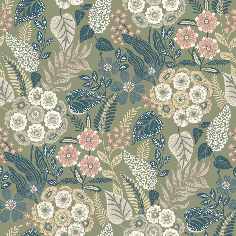 Flis tapeta za zid zelena cvijeće A76603 | Ljepilo gratis - Na zalihama