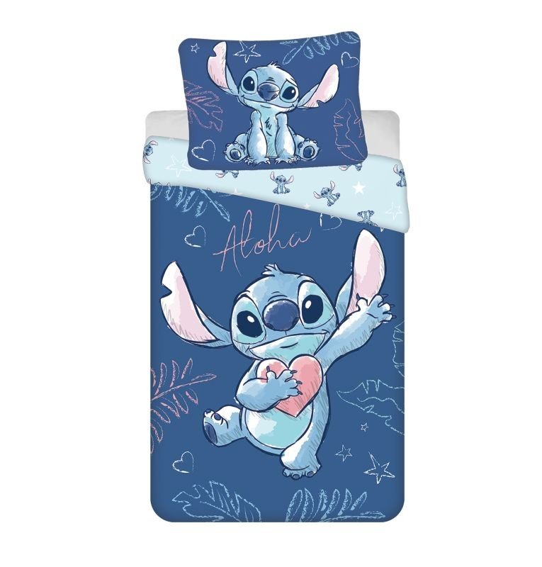 JERRY FABRICS Posteljina Lilo and Stitch Aloha Pamuk, 140/200, 70/90 cm - Posteljina sa licencijom