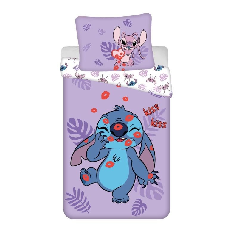 JERRY FABRICS Posteljina Lilo and Stitch Kiss Pamuk, 140/200, 70/90 cm - Posteljina sa licencijom