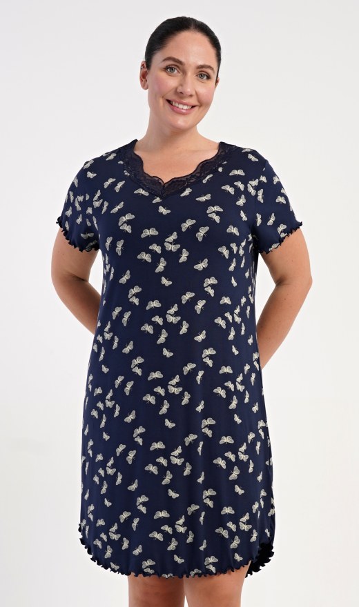 Žene - Ženske noćne spavaćice - Prevelike ženske spavaćice - Ženska noćna košulja s kratkim rukavima Butterflies Ženska noćna košulja s kratkim rukavima Butterflies - Prevelike ženske spavaćice