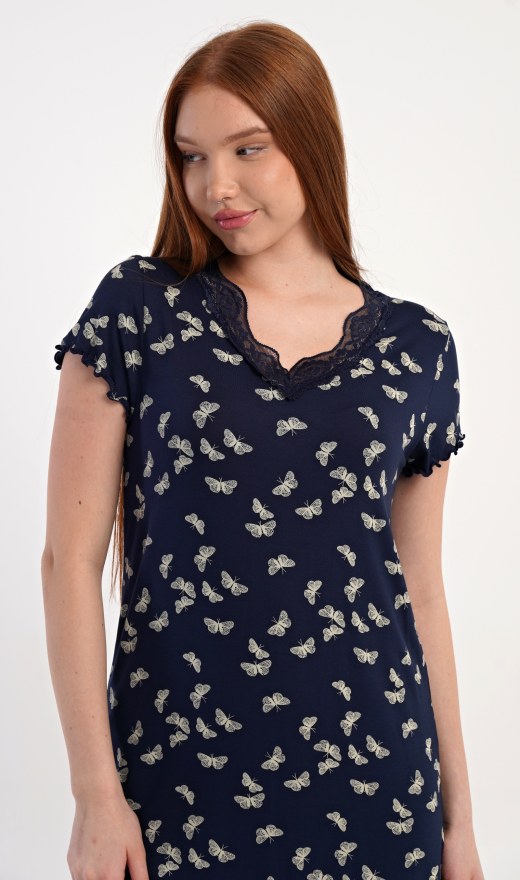 Ženska noćna košulja s kratkim rukavima Leptirići - Ženske noćne košulje s kratkim rukavima