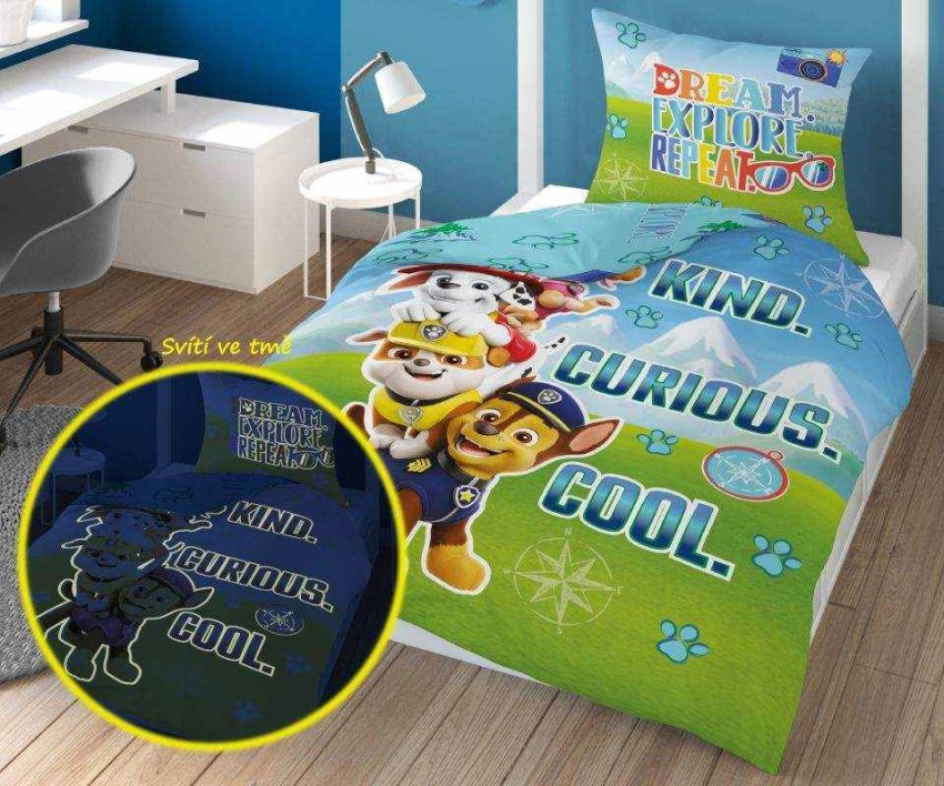 DETEXPOL Posteljina Paw Patrol dream svjetleća Pamuk, 140/200, 70/80 cm - Posteljina sa licencijom