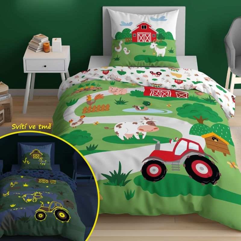 DETEXPOL Posteljina Farma na brdu svijetleća Pamuk, 140/200, 70/80 cm - Dječji posteljina bez licencije