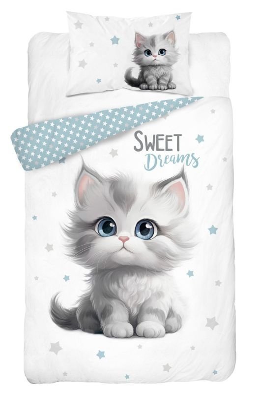 DETEXPOL Posteljina za dječji krevetić Mačić sweet dreams Pamuk, 100/135, 40/60 cm - Posteljina za dječji krevetić