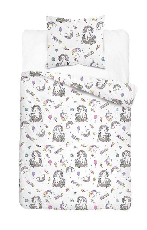 DETEXPOL Posteljina XOXO Jednorozi Pamuk, 140/200, 70/80 cm - Dječji posteljina bez licencije