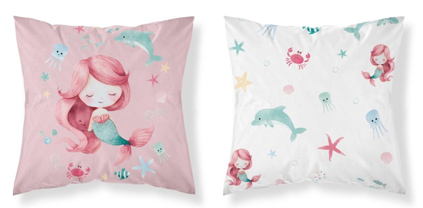 DETEXPOL Navlaka za jastučić Morska Vila ružičasta Pamuk, 40/40 cm - pokrivači za jastuke