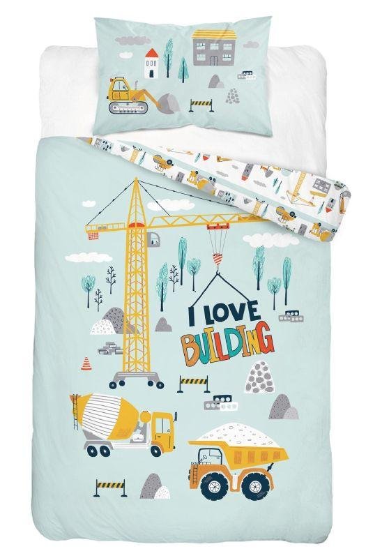 DETEXPOL Posteljina za dječji krevetić Gradilište A Pamuk, 100/135, 40/60 cm - Posteljina za dječji krevetić