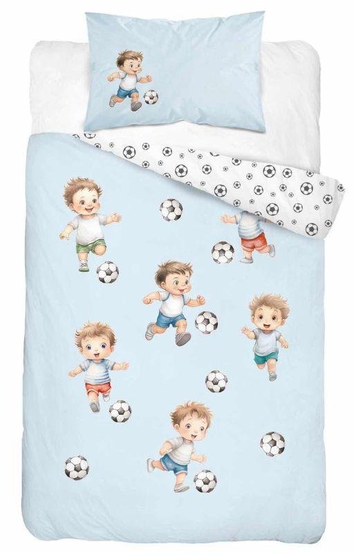 DETEXPOL Posteljina za dječji krevetić Mali Nogometaš plava Pamuk, 100/135, 40/60 cm - Posteljina za dječji krevetić