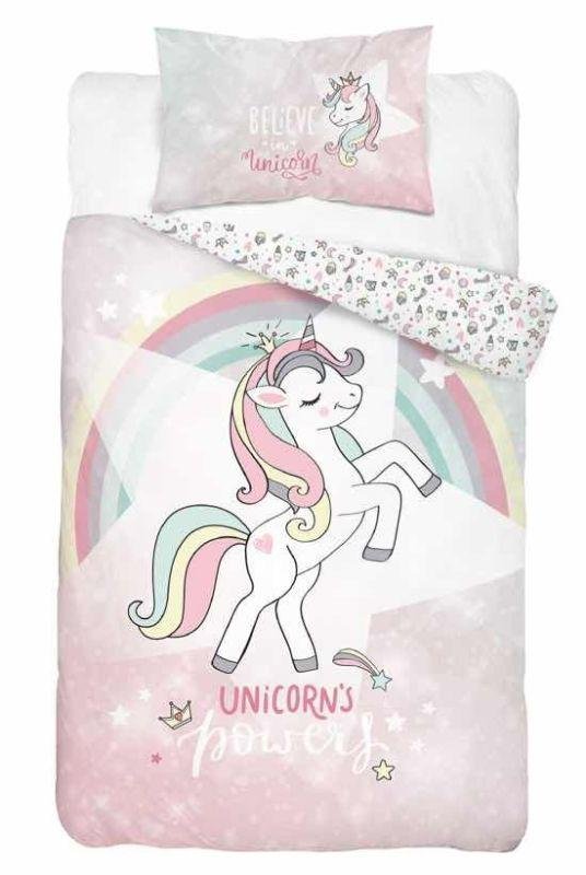 DETEXPOL Posteljina za dječji krevetić Jednorog duga Pamuk, 100/135, 40/60 cm - Posteljina za dječji krevetić