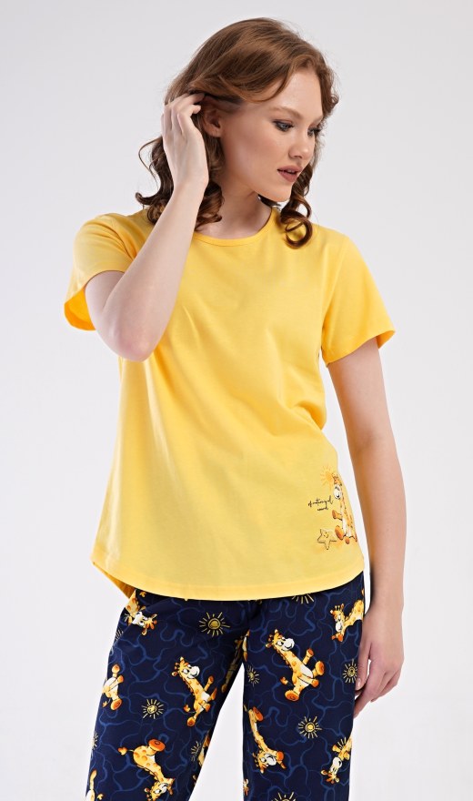 Ženska pidžama 3/4 Žirafa - Ženske pidžame kapri