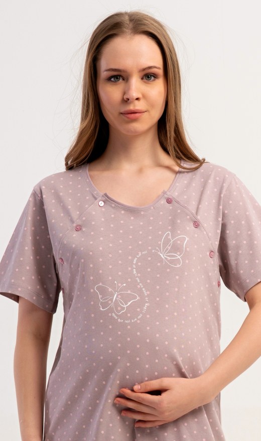 Žene - Ženske noćne spavaćice - Dojilica noćna spavaćica - Dojilica noćna košulja s kratkim rukavima - Ženska noćna košulja za trudnice Leptiri Ženska noćna košulja za trudnice Leptiri - Dojilica noćna košulja s kratkim rukavima