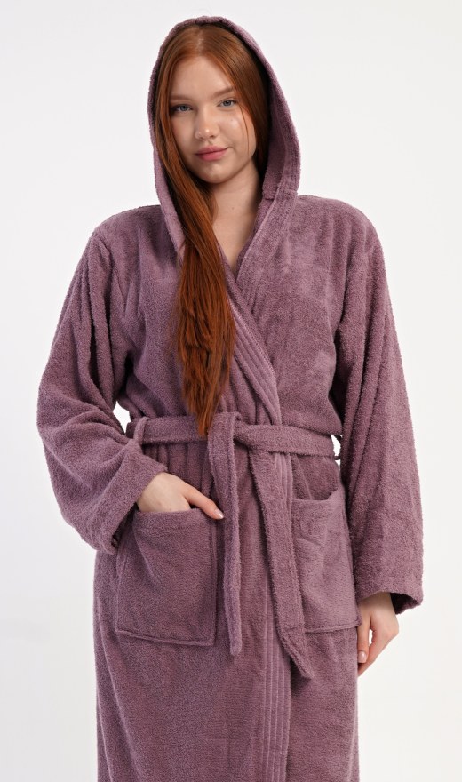 Žene - Ženski ogrtači - Ženske duge kućne haljine - Ženski dugi ogrtač s kapuljačom Vres Ženski dugi ogrtač s kapuljačom Vres - Ženske duge kućne haljine