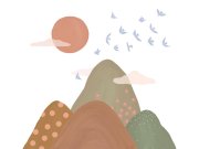 Dječja flis fototapeta za zid, planinski krajolik, RB353, Daydreamers, Grandeco | Ljepilo besplatno