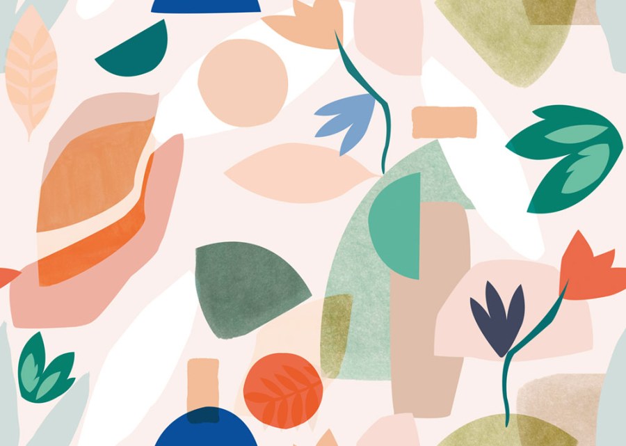 Dječja flis fototapeta za zid, cvijeće i oblici, RB254, Daydreamers, Grandeco | Ljepilo besplatno - Grandeco