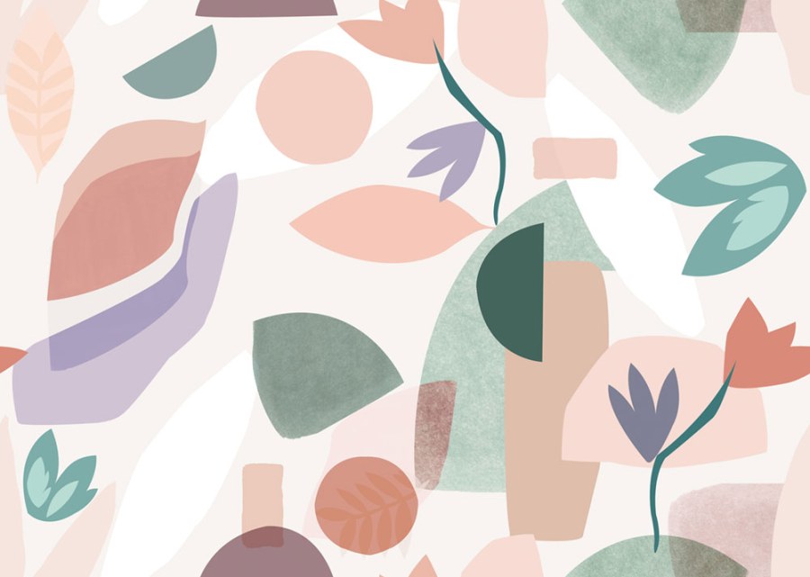 Dječja flis fototapeta za zid, cvijeće i oblici, RB255, Daydreamers, Grandeco | Ljepilo besplatno - Grandeco