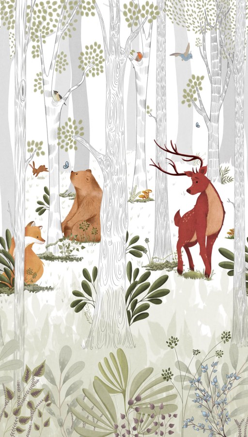 Dječja flis fototapeta za zid, šumske životinje, A73301, One roll, one motif 2, Grandeco | Ljepilo besplatno - Grandeco