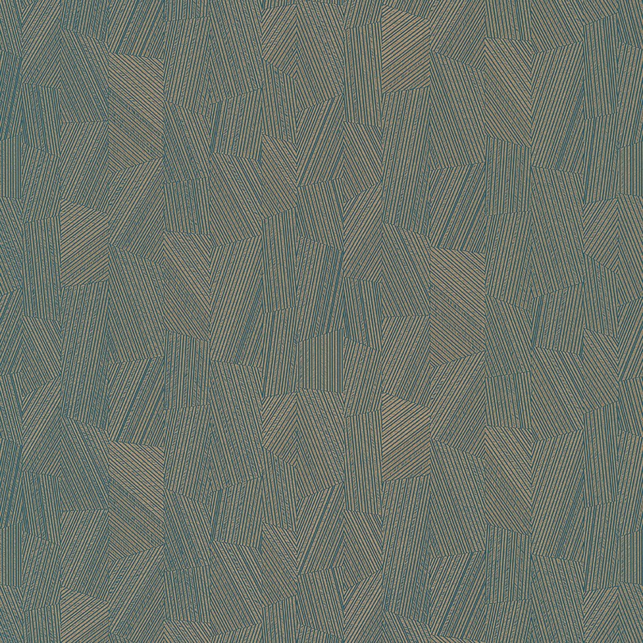 Geometrijska plava flis tapeta sa zlatnim odsjajem, MU3006, Muse, Grandeco | Ljepilo besplatno - Grandeco