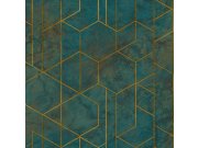 Geometrijska mramorna zelena flis tapeta za zid, WL2501, Wanderlust, Grandeco | Ljepilo besplatno